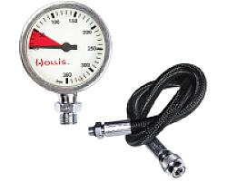 HOLLIS PRESSURE GAUGE -- METAL W/O BOOT WITH MIFLEX HP HOSE